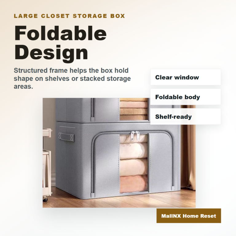 Large Oxford cloth closet storage box stacked with folded blankets