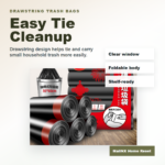 Thick drawstring trash bag rolls for small household bins