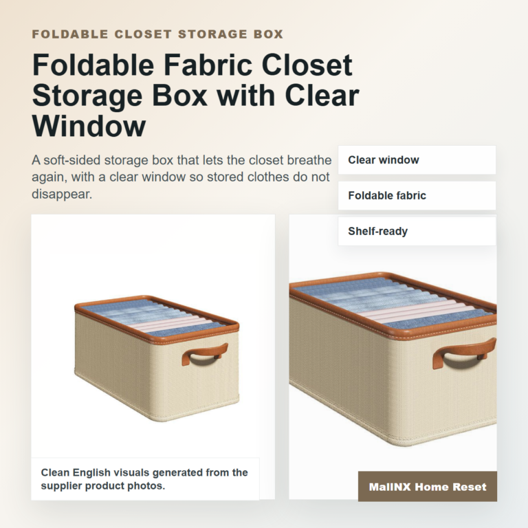 Foldable fabric closet storage box with clear window