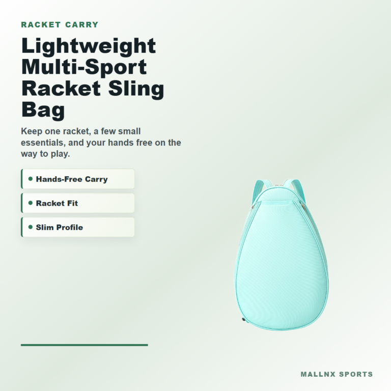 Lightweight racket sling bag for pickleball and tennis