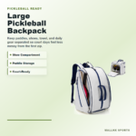 Pickleball backpack with shoe compartment and paddle storage