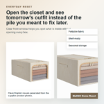 Fabric clothes organizer used for folded sweaters in a bedroom closet