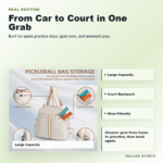 Pickleball backpack packed with paddles balls shoes and bottle