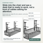 Clamp mount desk cable organizer in a clean home office