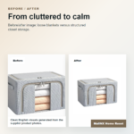 Foldable seasonal clothing storage box in gray and khaki