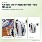 Pickleball backpack detail image showing shoe pocket and zippers