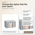 Foldable seasonal clothing storage box in gray and khaki